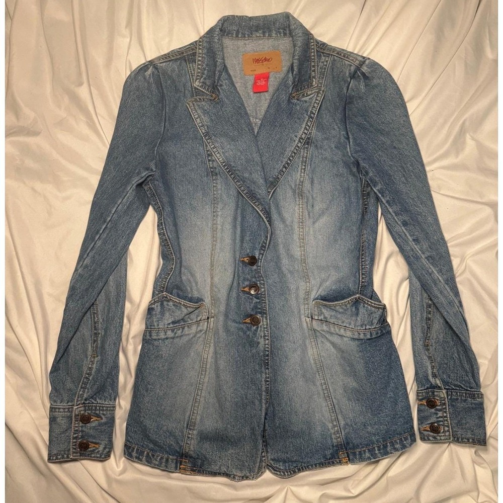Vintage Mossimo Denim Blazer Jacket Womens Size M medium Wash Y2K Streetwear